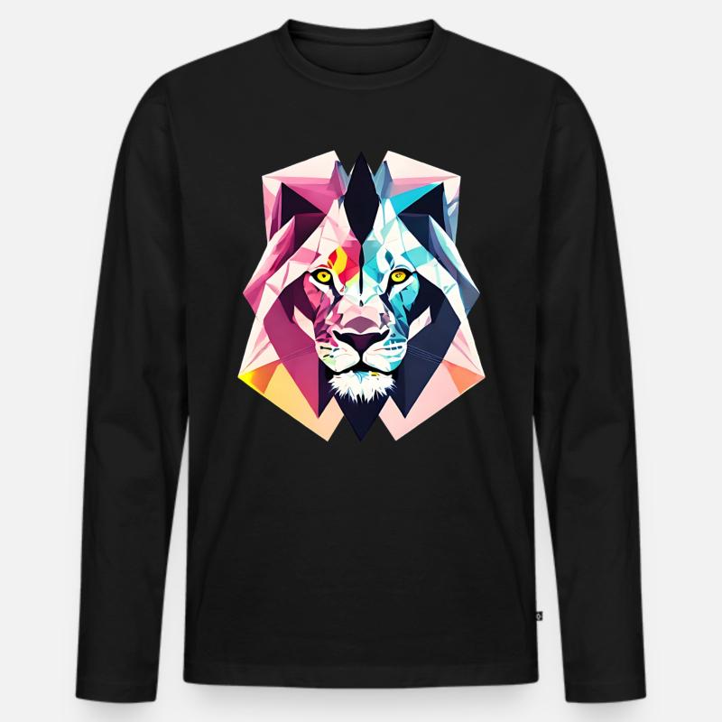 Polygon Löwe - Männer Premium Bio Langarmshirt - Schwarz