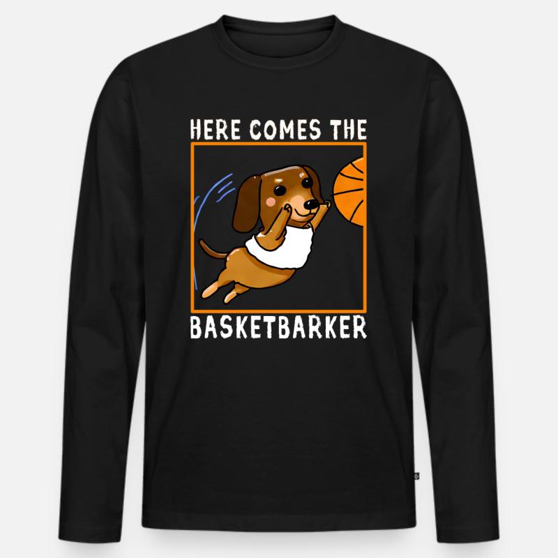 Here Comes The Basketbarker - Männer Premium Bio Langarmshirt - Schwarz