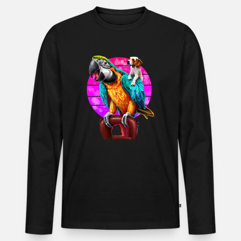 Macaw und Beagle Freundschaft - Männer Premium Bio Langarmshirt - Schwarz