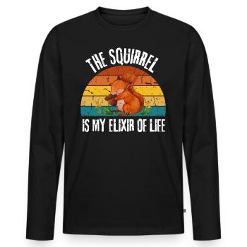 The squirrel is my elixir of life animal - Men's Premium Organic Long Sleeve Shirt - black - Front - Nico (187cm)