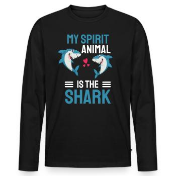 Ocean Animal My spiritual animal is the shark - Men's Premium Organic Long Sleeve Shirt - black - Front - Nico (187cm)