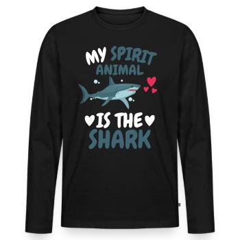 My Spiritual Animal Ocean Animal Gift Shark - Men's Premium Organic Long Sleeve Shirt - black - Front - Nico (187cm)