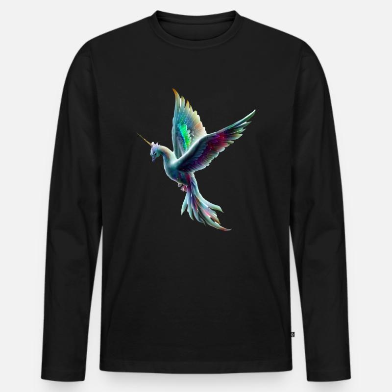 Einhorn Vogel - Männer Premium Bio Langarmshirt - Schwarz