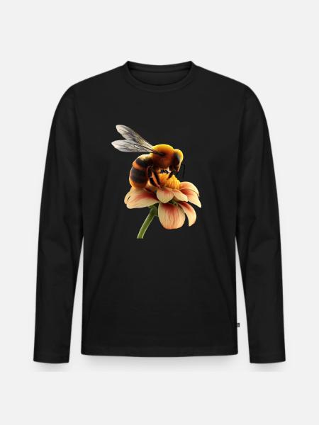 Bee on flower - Men's Premium Organic Long Sleeve Shirt - black