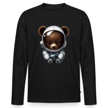 Ours en combinaison d’astronaute - T-shirt manches longues Premium bio Homme - noir - Devant - Nico (187cm)