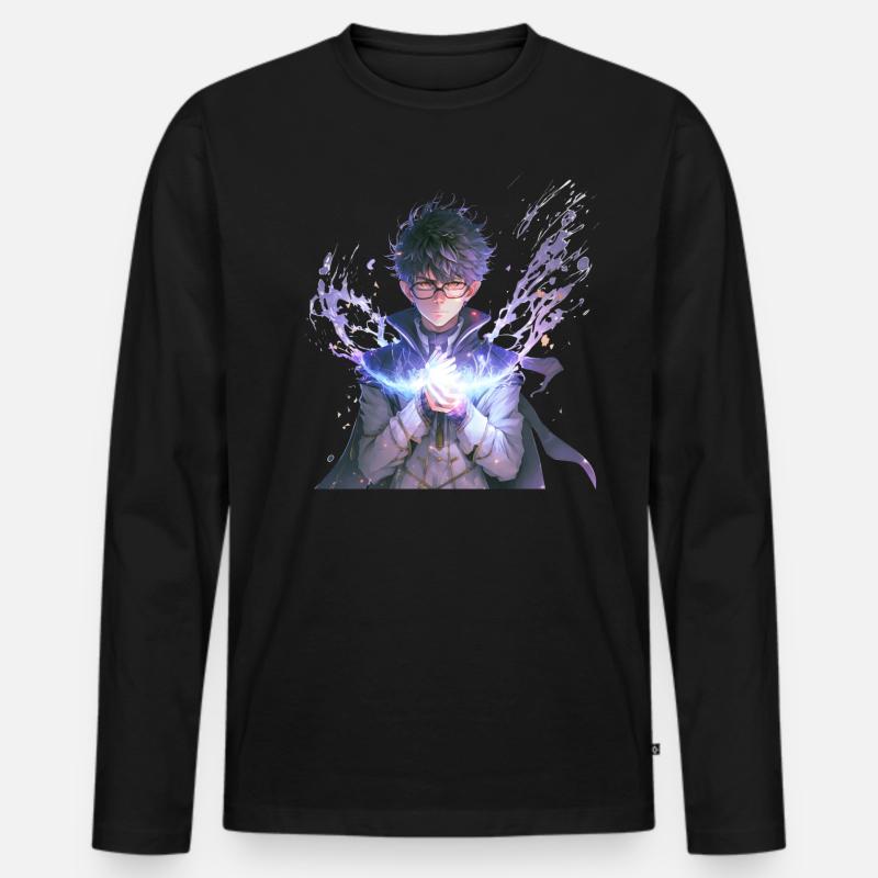 Zauberschüler Feuermagier - Männer Premium Bio Langarmshirt - Schwarz