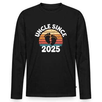 Uncle Since 2025 - Men's Premium Organic Long Sleeve Shirt - black - Front - Nico (187cm)