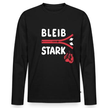 Bleib stark - Motivation - Mut - Kraft - Männer Premium Bio Langarmshirt - Schwarz - Vorne - Nico (187cm)