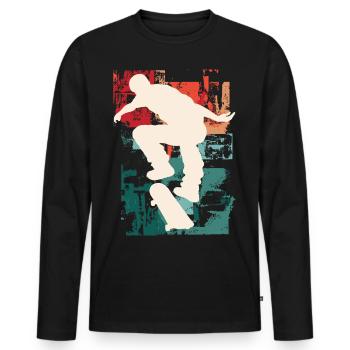 Skateboarding Skate Skater Skateboard Sk8 Vintage - Men's Premium Organic Long Sleeve Shirt - black - Front - Nico (187cm)