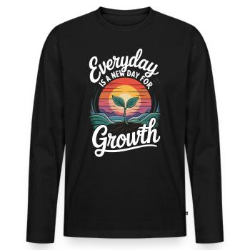 Every day brings new growth - Men's Premium Organic Long Sleeve Shirt - black - Front - Nico (187cm)