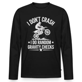 Ich stürze nie – Motocross Spaß - Männer Premium Bio Langarmshirt - Schwarz - Vorne - Nico (187cm)