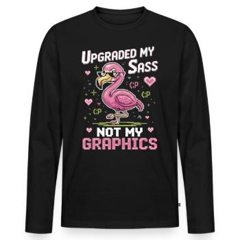 Pixel flamingo with attitude - Men's Premium Organic Long Sleeve Shirt - black - Front - Nico (187cm)