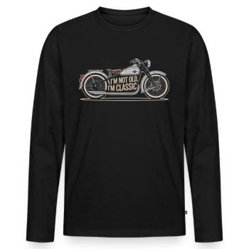 Motorrad Ikone mit Aussage - Männer Premium Bio Langarmshirt - Schwarz - Vorne - Nico (187cm)