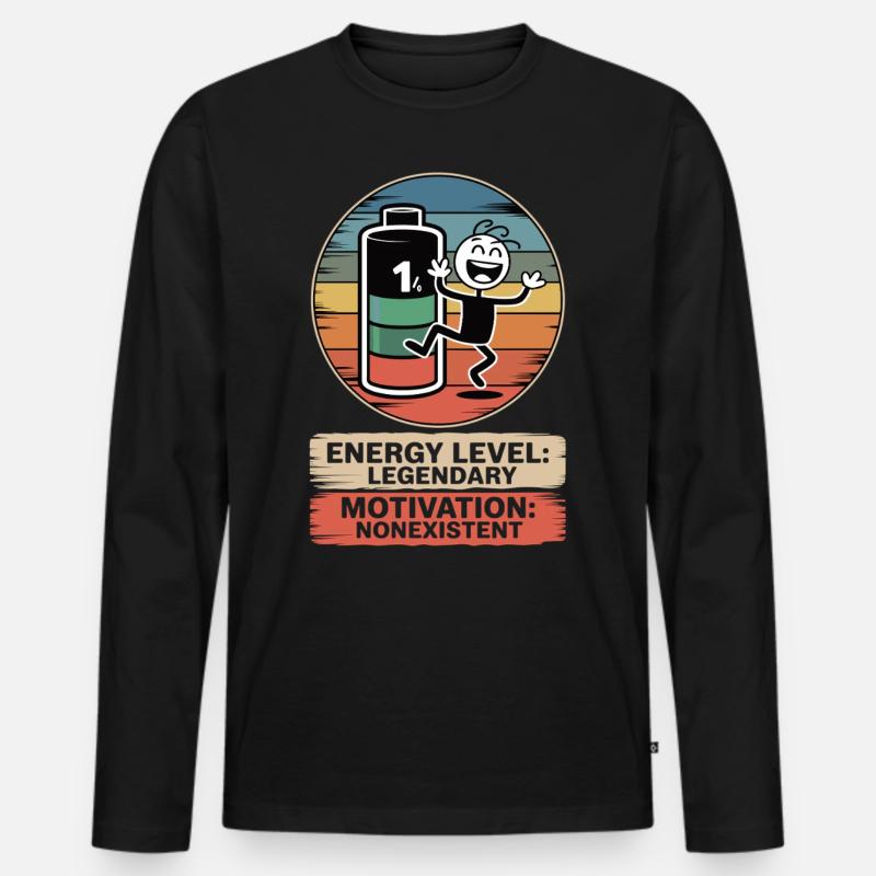 1 % Akku, 100 % Sarkasmus - Männer Premium Bio Langarmshirt - Schwarz