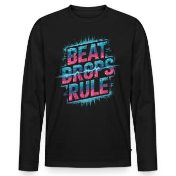Beat Drops Rule Shirt - EDM Soundwave - Men's Premium Organic Long Sleeve Shirt - black - Front - Nico (187cm)