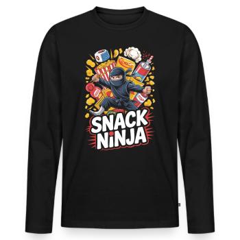 Snack Ninja T-Shirt - T-shirt manches longues Premium bio Homme - noir - Devant - Nico (187cm)