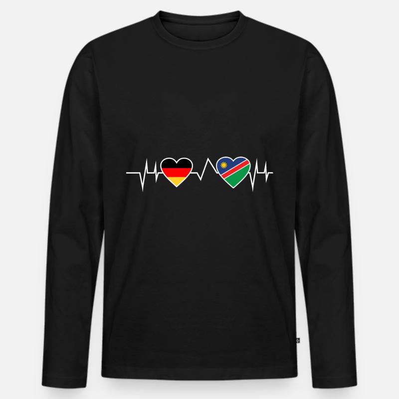 Deutschland Namibia Herzschlag Geschenk - Männer Premium Bio Langarmshirt - Schwarz