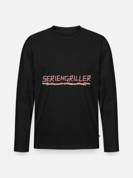 Seriengriller Speckstreifen Bacon Speck Design - Männer Premium Bio Langarmshirt - Schwarz