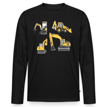 Construction machinery, excavators Young vehicles construction site FUN - Men's Premium Organic Long Sleeve Shirt - black - Front - Nico (187cm)