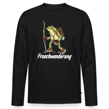 Migration de grenouilles, grenouilles crapaud marchant amphibiens - T-shirt manches longues Premium bio Homme - noir - Devant - Nico (187cm)
