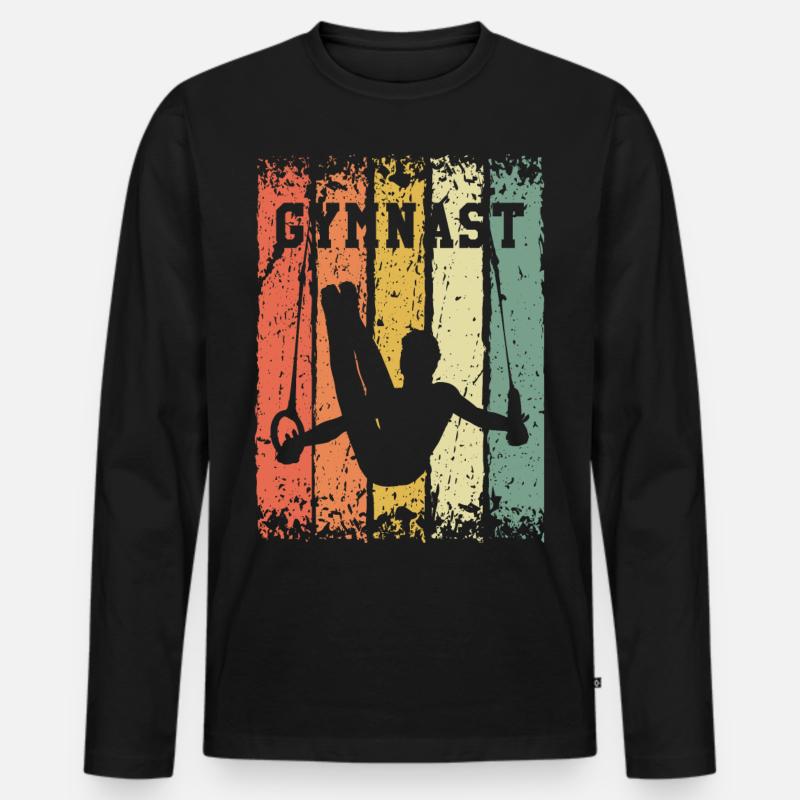 Retro Turner - Männer Premium Bio Langarmshirt - Schwarz