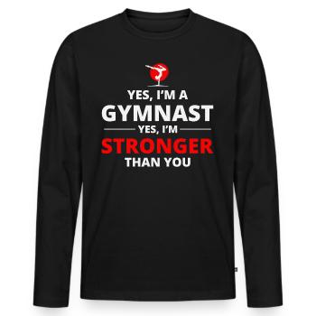 Gymnastique Gymnaste Backflip Tumbling Acrobaties - T-shirt manches longues Premium bio Homme - noir - Devant - Nico (187cm)