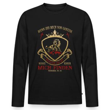 Jesus Christus - Jeremia 29,13 - Christlich - Männer Premium Bio Langarmshirt - Schwarz - Vorne - Nico (187cm)