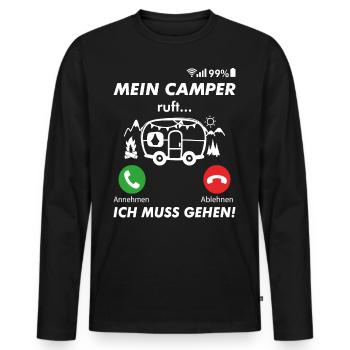 Camping Camper Campen anrufen - Männer Premium Bio Langarmshirt - Schwarz - Vorne - Nico (187cm)