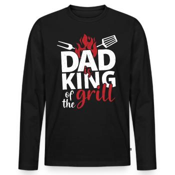Papa Père Grill Barbecue - T-shirt manches longues Premium bio Homme - noir - Devant - Nico (187cm)