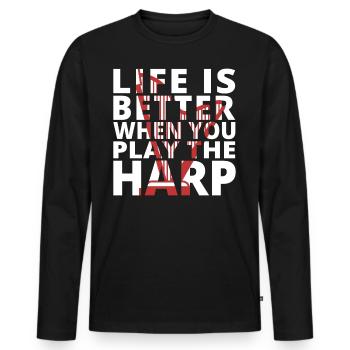 Harpe Concert Harpe Harpe Jouant des joueurs de harpe - T-shirt manches longues Premium bio Homme - noir - Devant - Nico (187cm)
