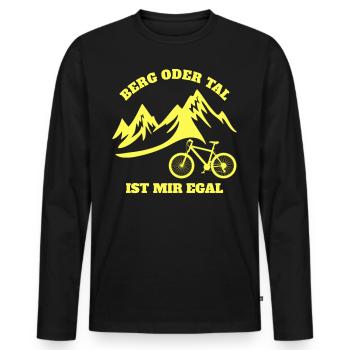 RADFAHRER - BERG ODER TAL IST MIR EGAL - RADSPORT - Männer Premium Bio Langarmshirt - Schwarz - Vorne - Nico (187cm)