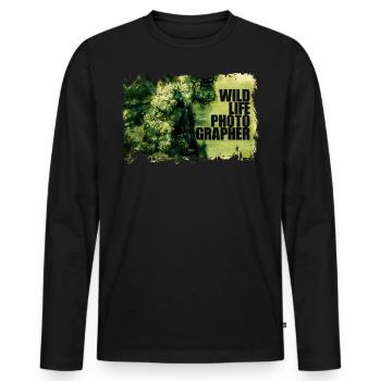"Wildlife Photographer" Series - The invisible man - Men's Premium Organic Long Sleeve Shirt - black - Front - Nico (187cm)