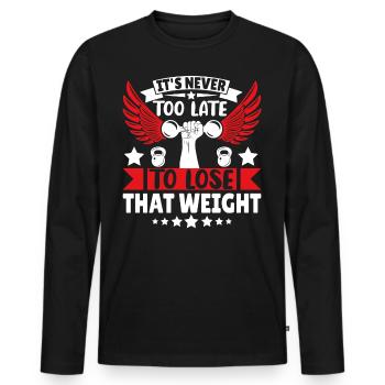 It's never too late to lose that weight - Männer Premium Bio Langarmshirt - Schwarz - Vorne - Nico (187cm)