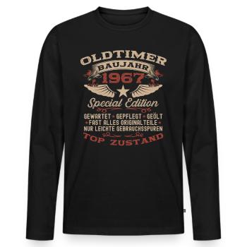 Oldtimer 1967 55. Geburtstag Geschenk Damen Herren - Männer Premium Bio Langarmshirt - Schwarz - Vorne - Nico (187cm)