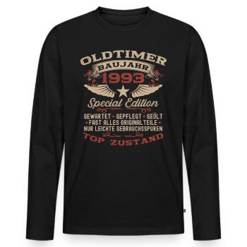 Oldtimer 1993 29. Geburtstag Geschenk Damen Herren - Männer Premium Bio Langarmshirt - Schwarz - Vorne - Nico (187cm)