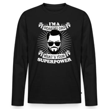 I´m a bearded Dad what´s your superpower - Männer Premium Bio Langarmshirt - Schwarz - Vorne - Nico (187cm)