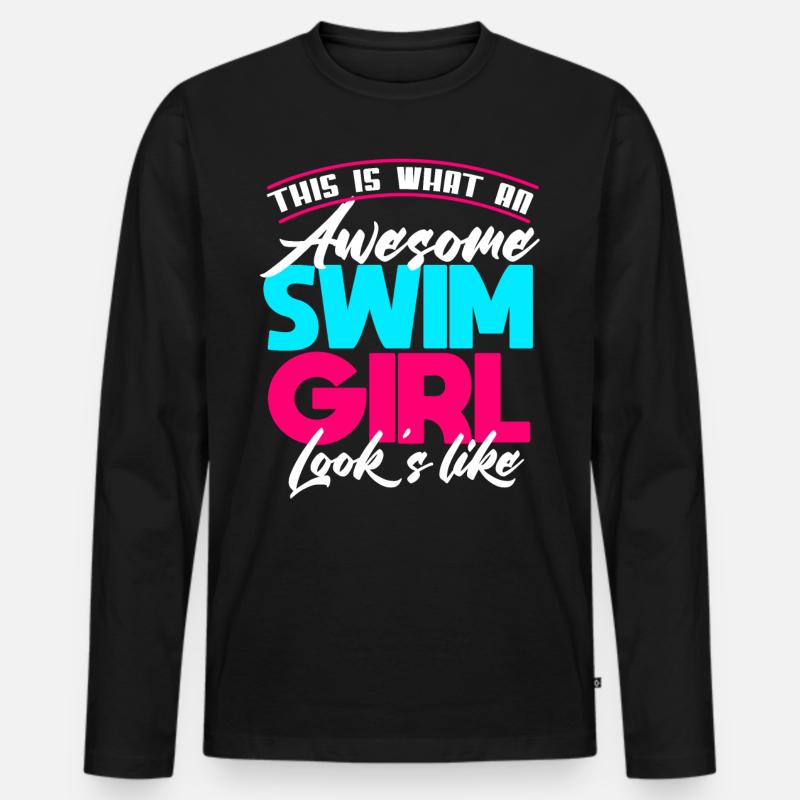 Schwimmen Mädchen - Männer Premium Bio Langarmshirt - Schwarz