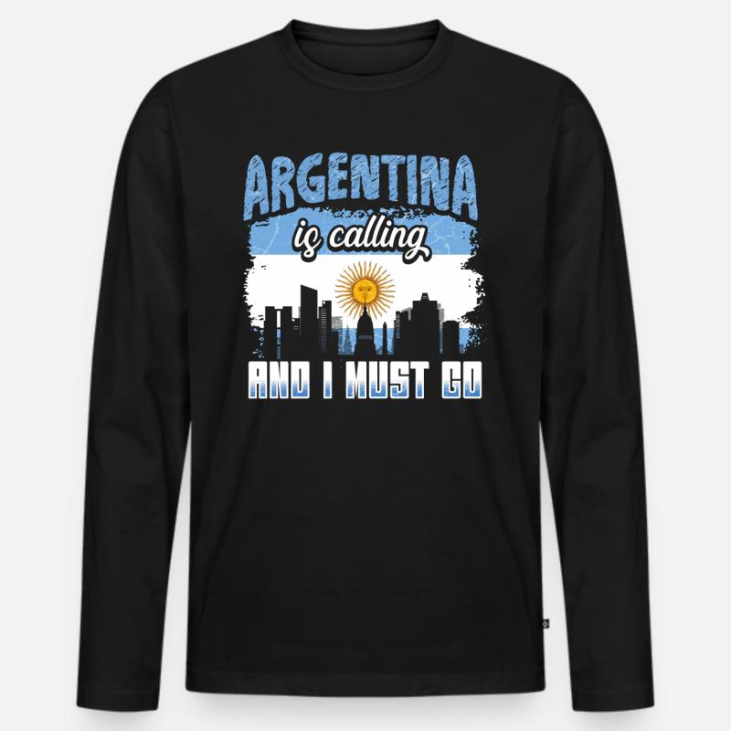 Argentinien Flagge - Männer Premium Bio Langarmshirt - Schwarz