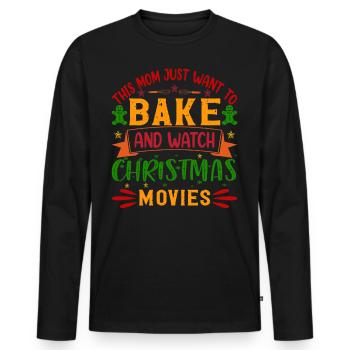 Mère cuisinière de Noël - T-shirt manches longues Premium bio Homme - noir - Devant - Nico (187cm)