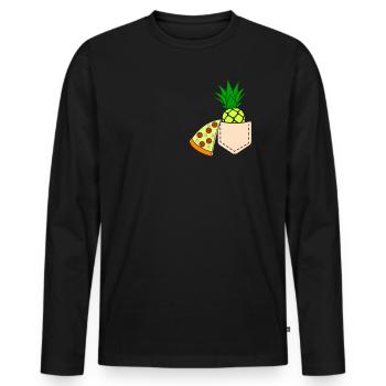Pizza Ananas - T-shirt manches longues Premium bio Homme - noir - Devant - Nico (187cm)