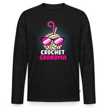 Knitting Grandmother - Men's Premium Organic Long Sleeve Shirt - black - Front - Nico (187cm)