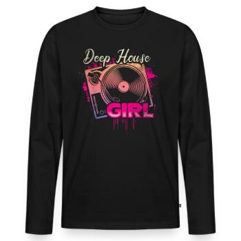 Deep House Musik Girl Disc Jockey - Männer Premium Bio Langarmshirt - Schwarz - Vorne - Nico (187cm)