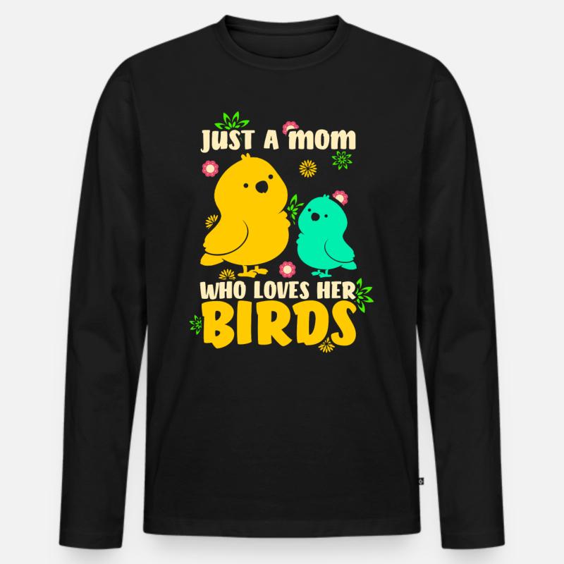 Vogel Mutter Vögel Mutterliebe - Männer Premium Bio Langarmshirt - Schwarz