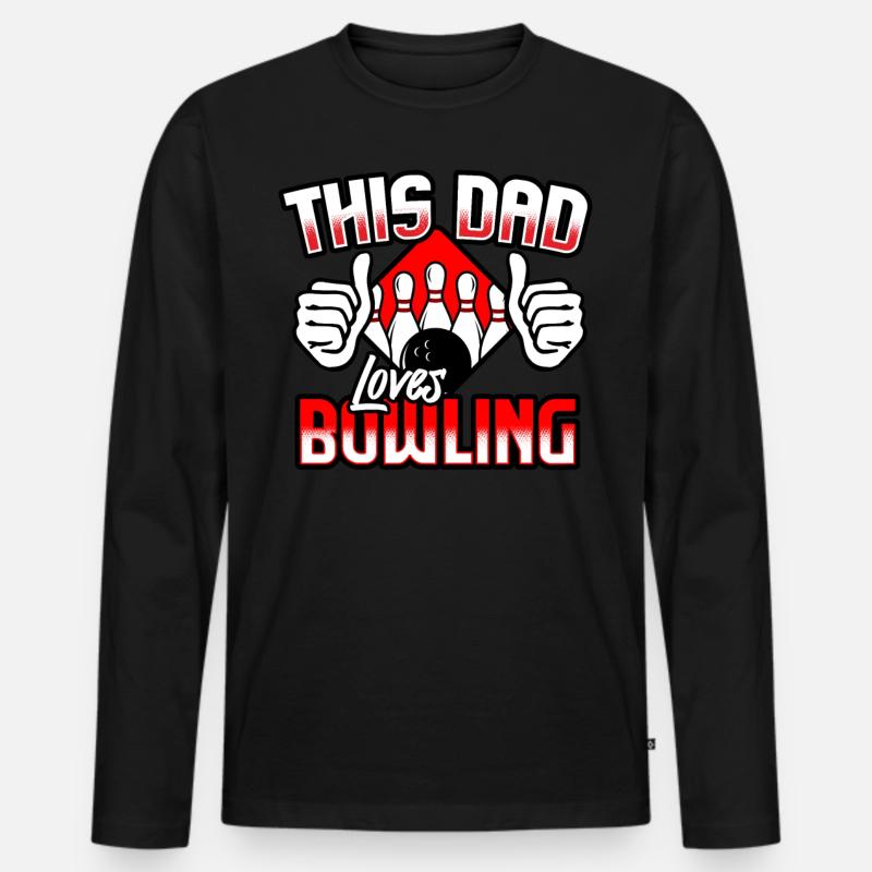 Bowling Vater - Männer Premium Bio Langarmshirt - Schwarz