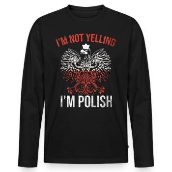 Pologne Drôle Polska Polski - T-shirt manches longues Premium bio Homme - noir - Devant - Nico (187cm)
