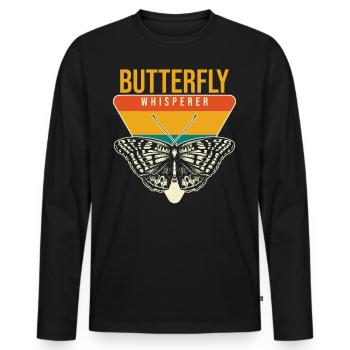 Schmetterlinge Schmetterling Flüsterer - Männer Premium Bio Langarmshirt - Schwarz - Vorne - Nico (187cm)