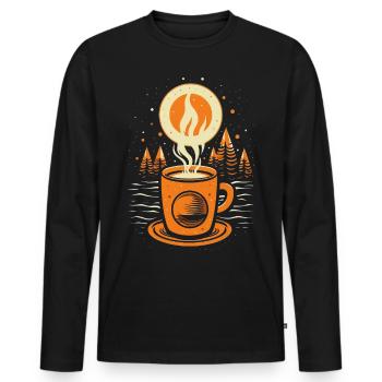 Tasse à café - T-shirt manches longues Premium bio Homme - noir - Devant - Nico (187cm)