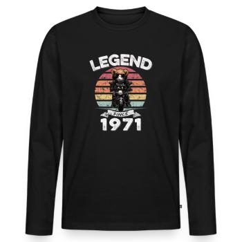 1971 anniversaire légende depuis le coucher du soleil Teddy - T-shirt manches longues Premium bio Homme - noir - Devant - Nico (187cm)