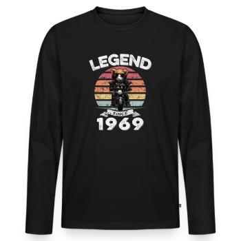1969 anniversaire légende depuis le coucher du soleil Teddy - T-shirt manches longues Premium bio Homme - noir - Devant - Nico (187cm)