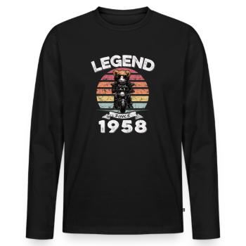 1958 anniversaire légende depuis le coucher du soleil Teddy - T-shirt manches longues Premium bio Homme - noir - Devant - Nico (187cm)
